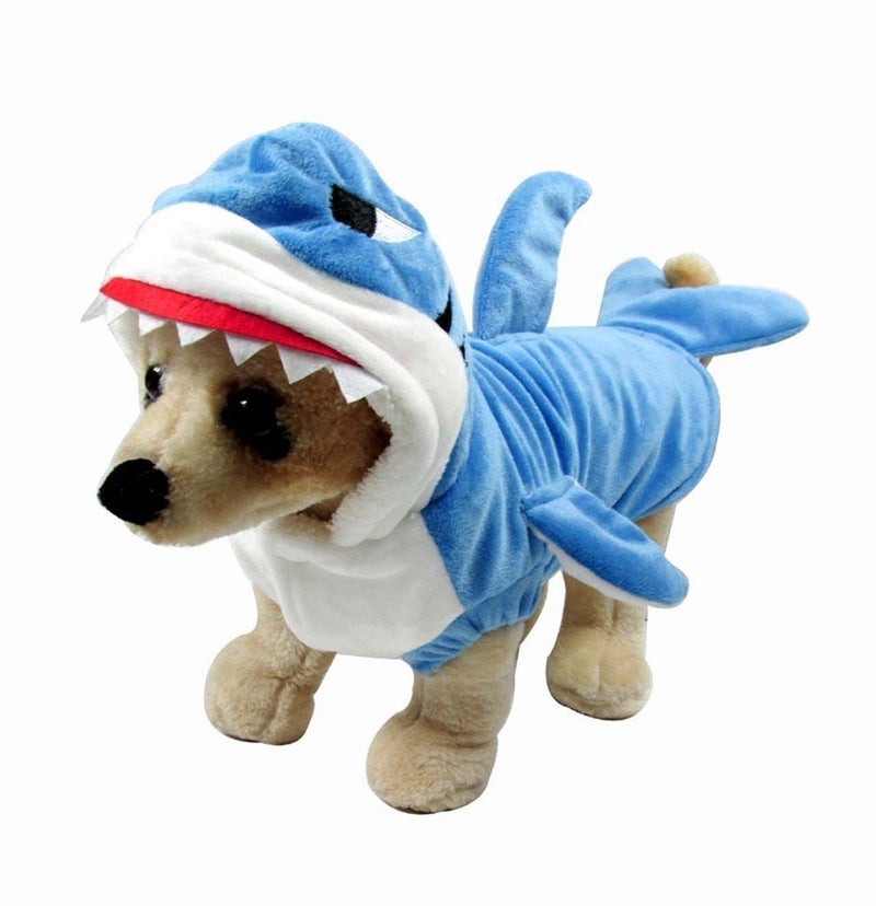Mogoko Funny Dog Cat Shark Costumes, Pet Halloween Christmas Cosplay Dress, Large Pet Shark Costume, Animal Fleece Hoodie Warm Outfits Clothes (XXL Size) - Image 1